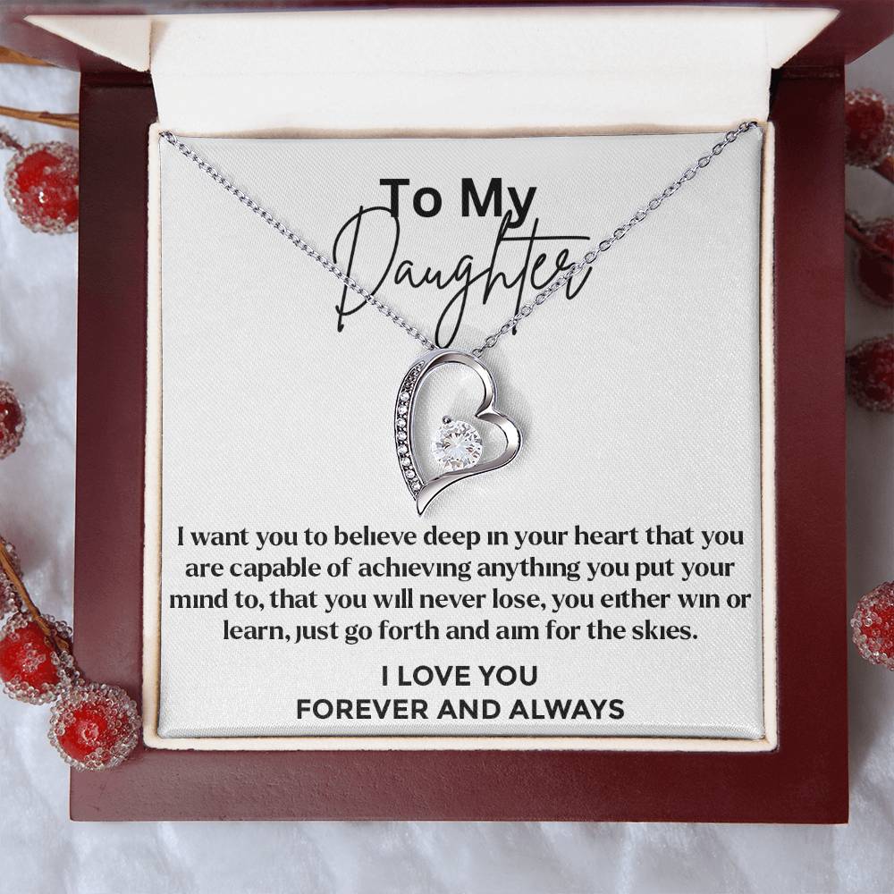 To My Daughter - Forever Love Necklace - White Gold