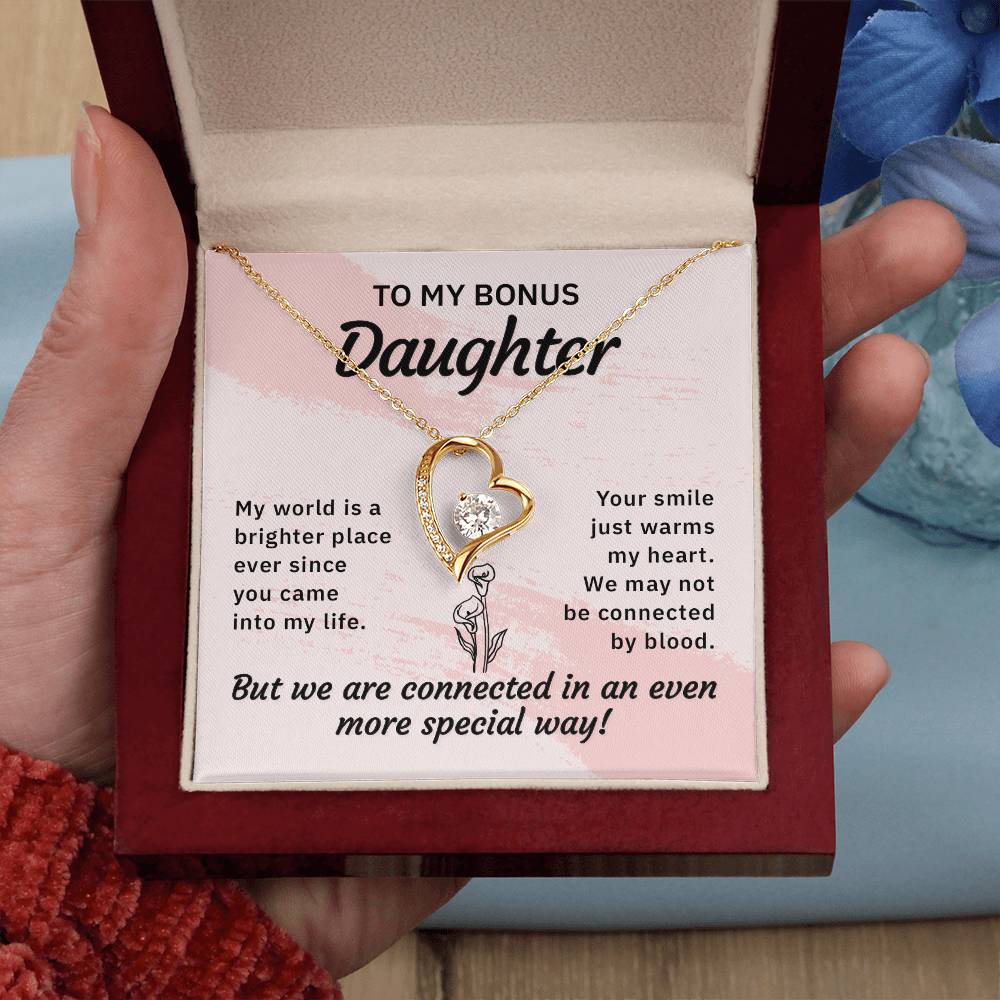 To My Bonus Daughter Forever Love Necklace