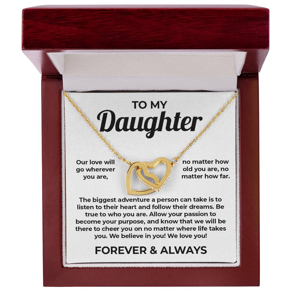To My Daughter - Interlocked Heart Necklace - Forever & Always