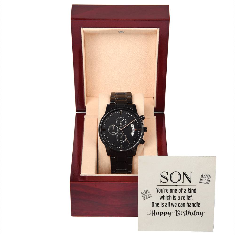 Black Chronograph Watch - For Son Happy Birthday