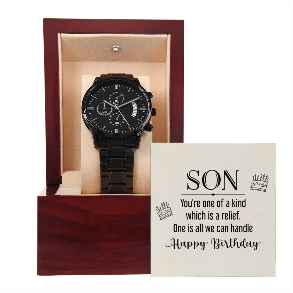 Black Chronograph Watch - For Son Happy Birthday