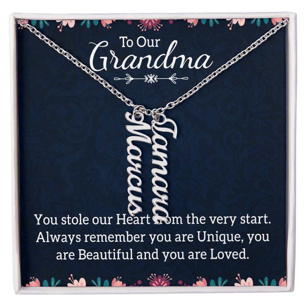 Multi Vertical Name Necklace - For Grandma You Are Loved