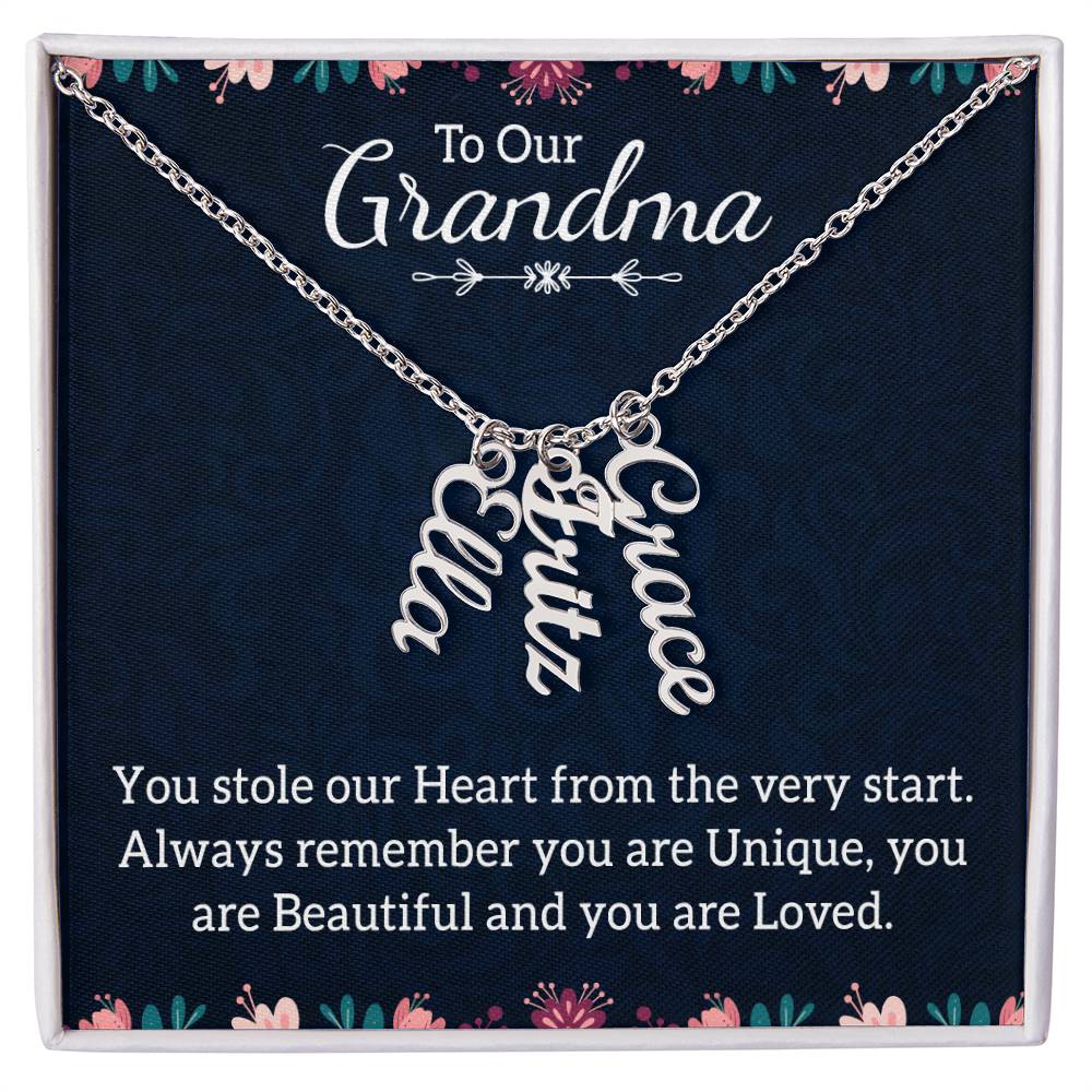 Multi Vertical Name Necklace - For Grandma You Are Loved