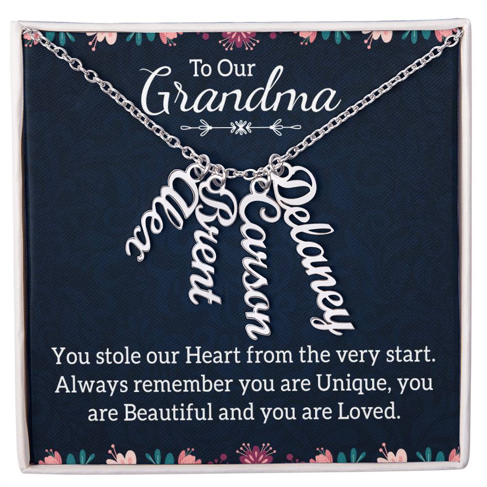 Multi Vertical Name Necklace - For Grandma You Are Loved