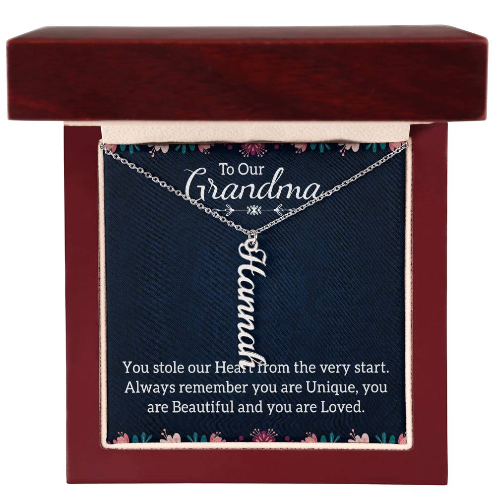 Multi Vertical Name Necklace - For Grandma You Are Loved