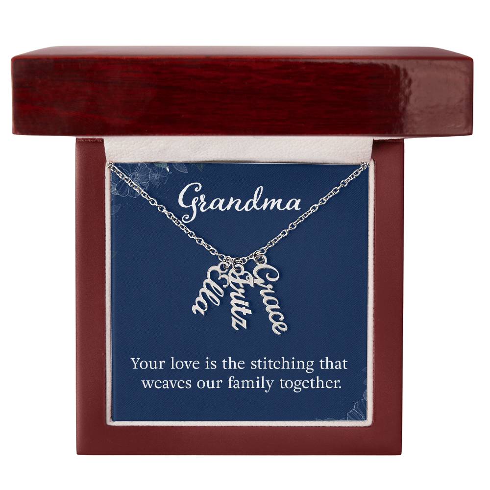 Multi Vertical Name Necklace - For Grandma Your Love