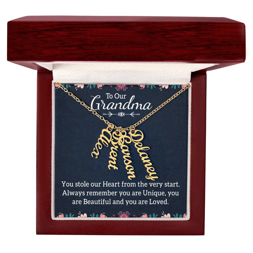 Multi Vertical Name Necklace - For Grandma You Are Loved