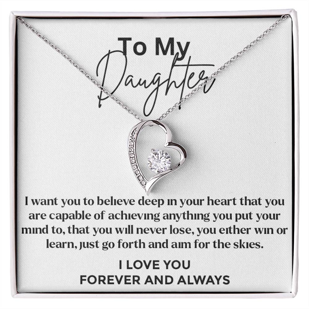 To My Daughter - Forever Love Necklace - White Gold