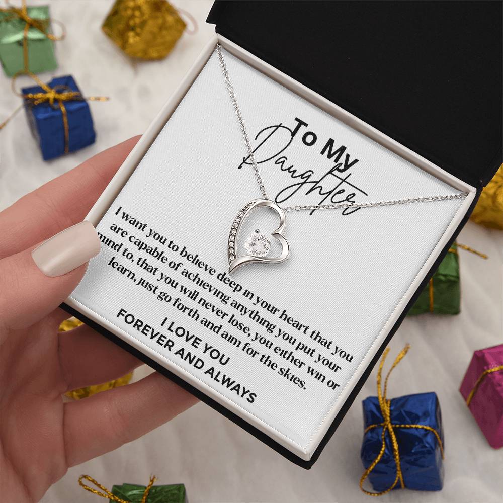 To My Daughter - Forever Love Necklace - White Gold