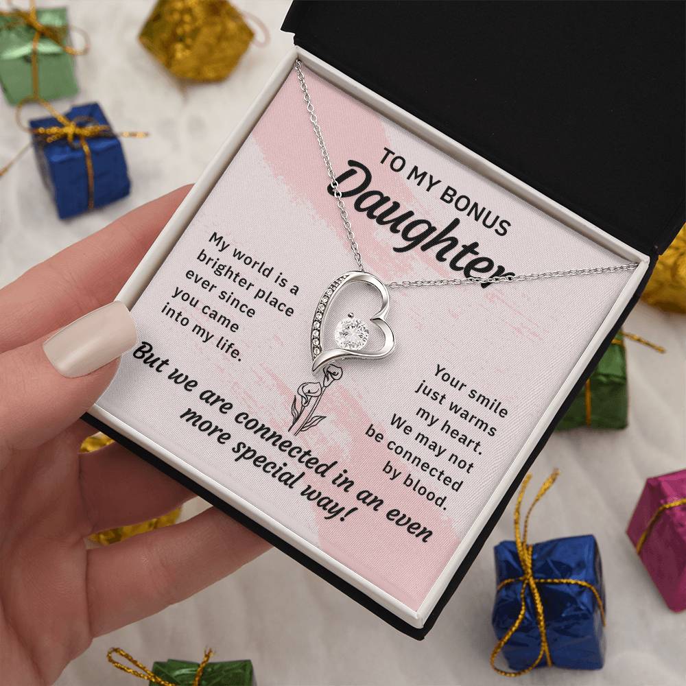 To My Bonus Daughter Forever Love Necklace