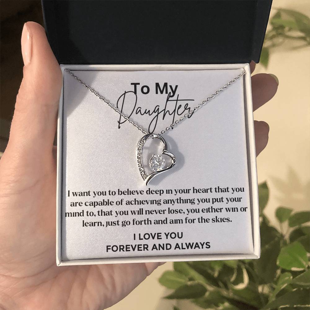 To My Daughter - Forever Love Necklace - White Gold