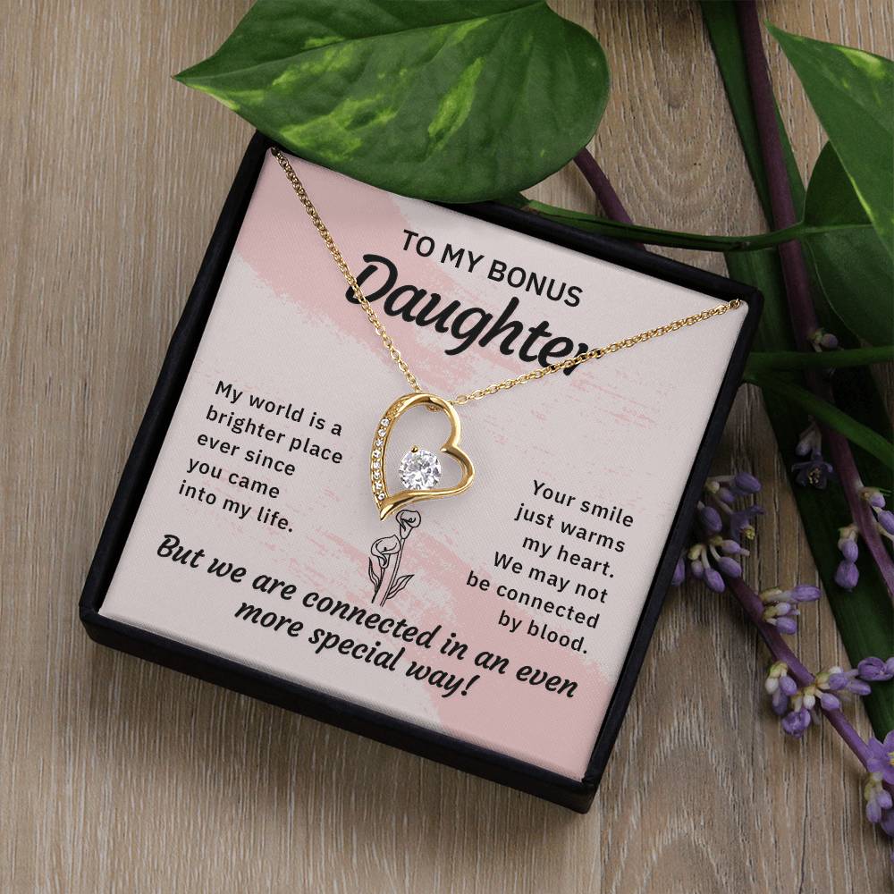 To My Bonus Daughter Forever Love Necklace