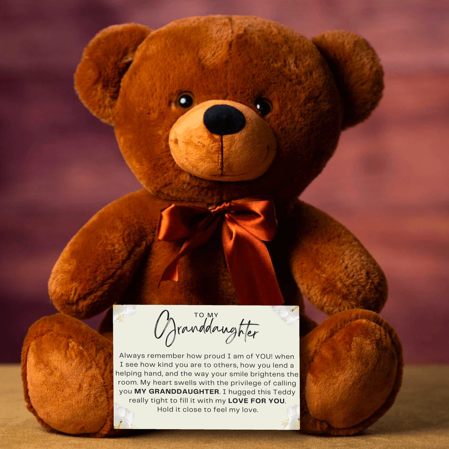 To My Granddaughter 14″ Teddy Bear with Canvas Message Card - SS1