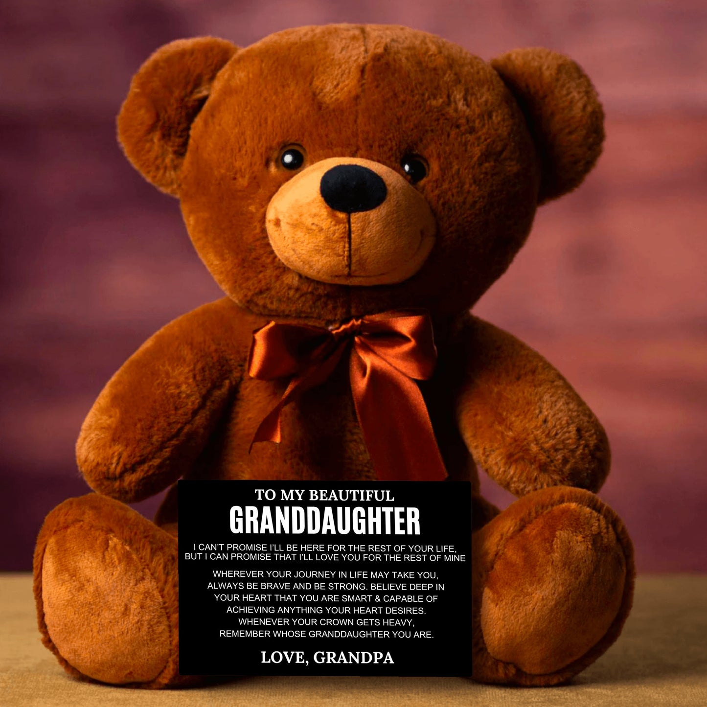 To My Granddaughter 14″ Teddy Bear with Canvas Message Card - SS13