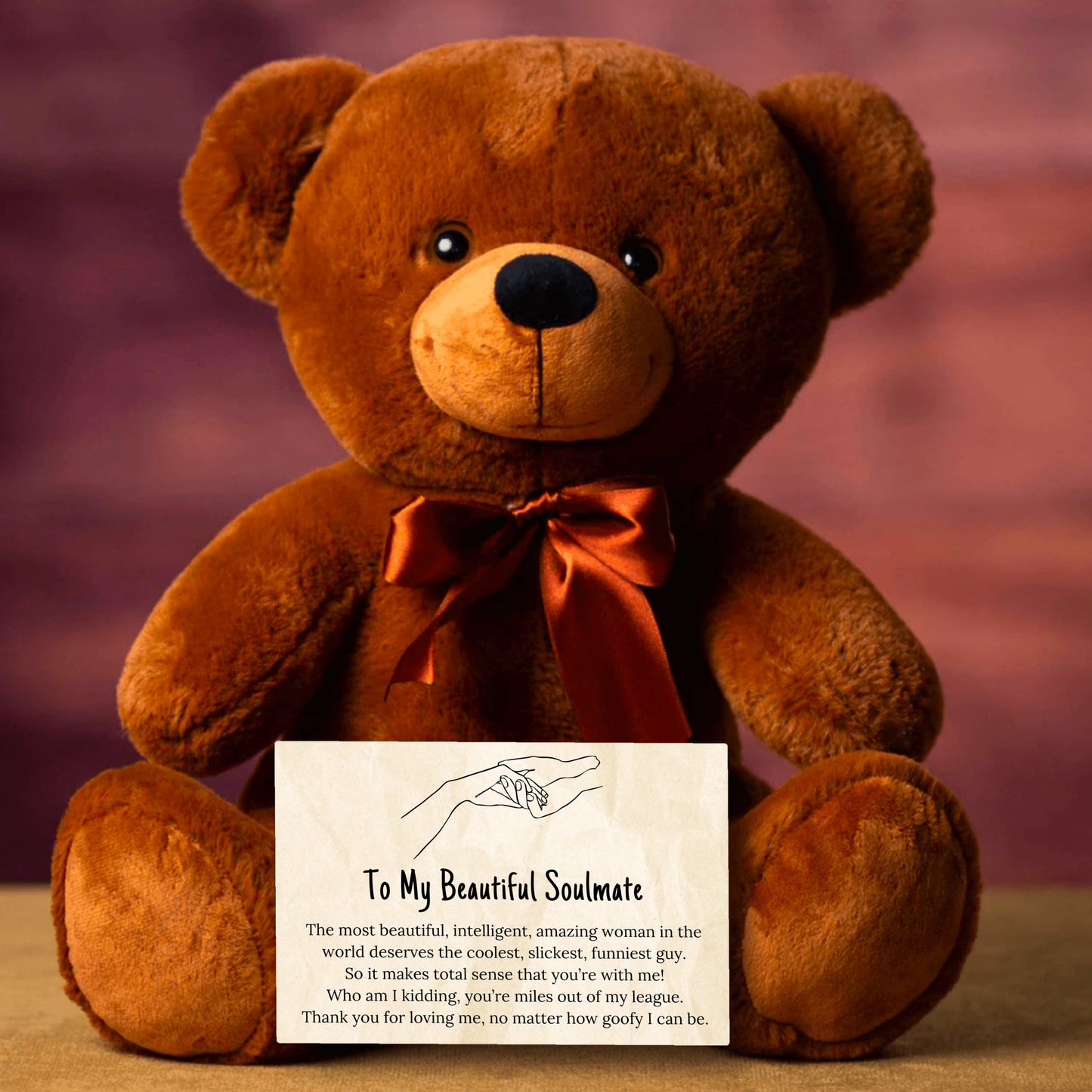To My Soulmate Teddy Bear with Canvas Message Card - SS4