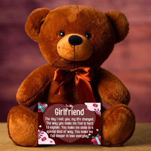 To My Girlfriend Teddy Bear with Canvas Message Card - SS2