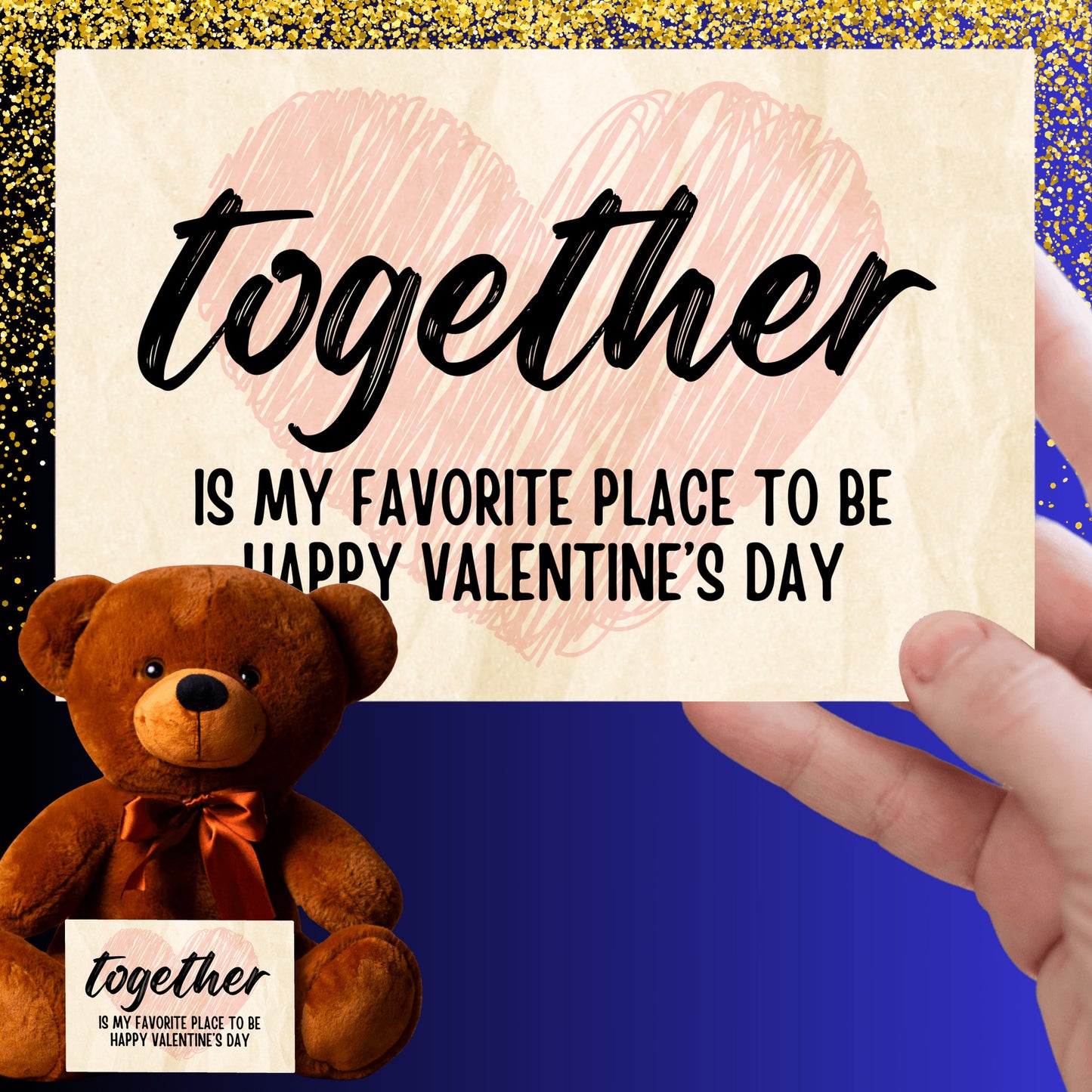 Valentine's Day Teddy Bear with Canvas Message Card - SS1