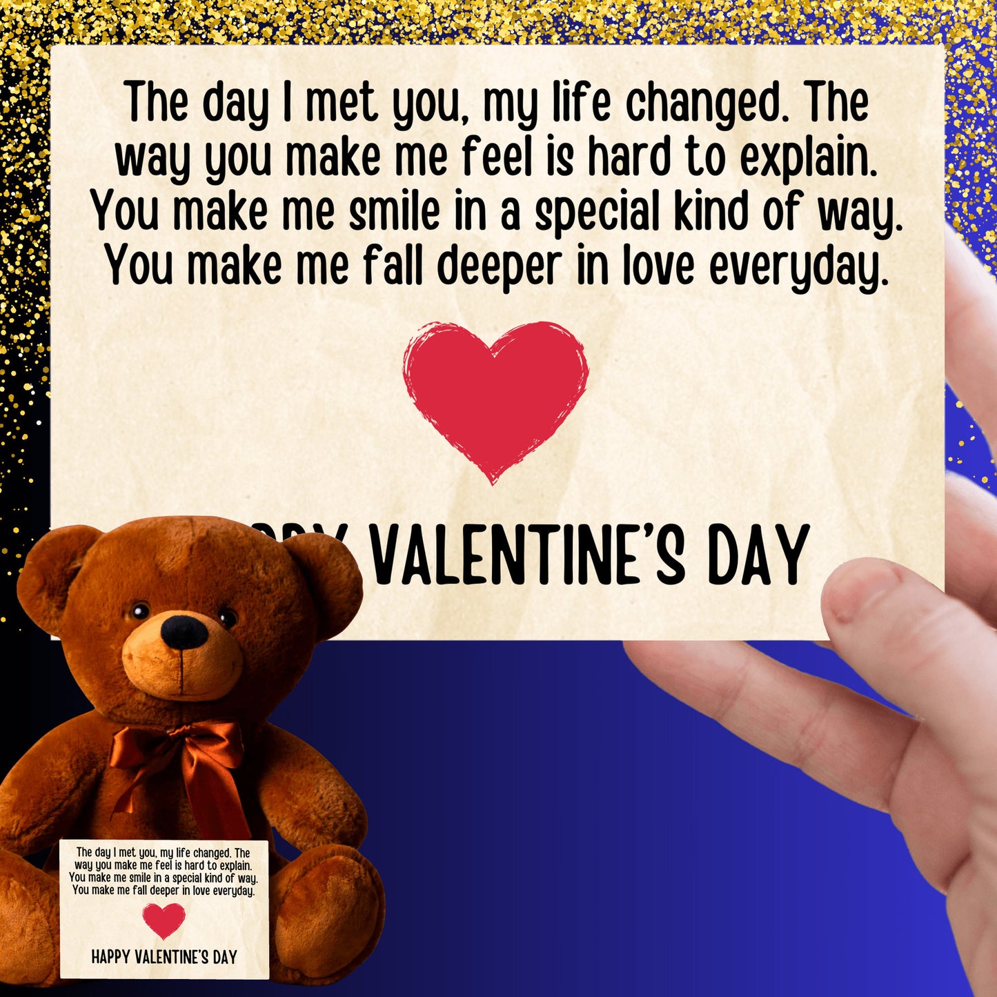 Valentine's Day Teddy Bear with Canvas Message Card - SS2