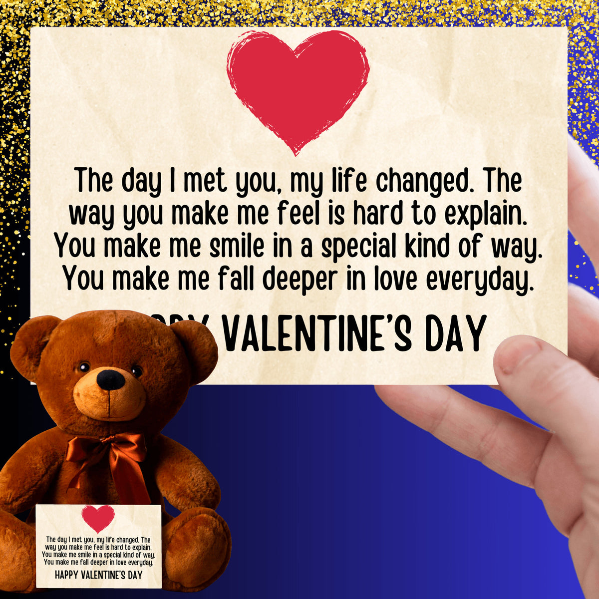 Valentine's Day Teddy Bear with Canvas Message Card - SS4