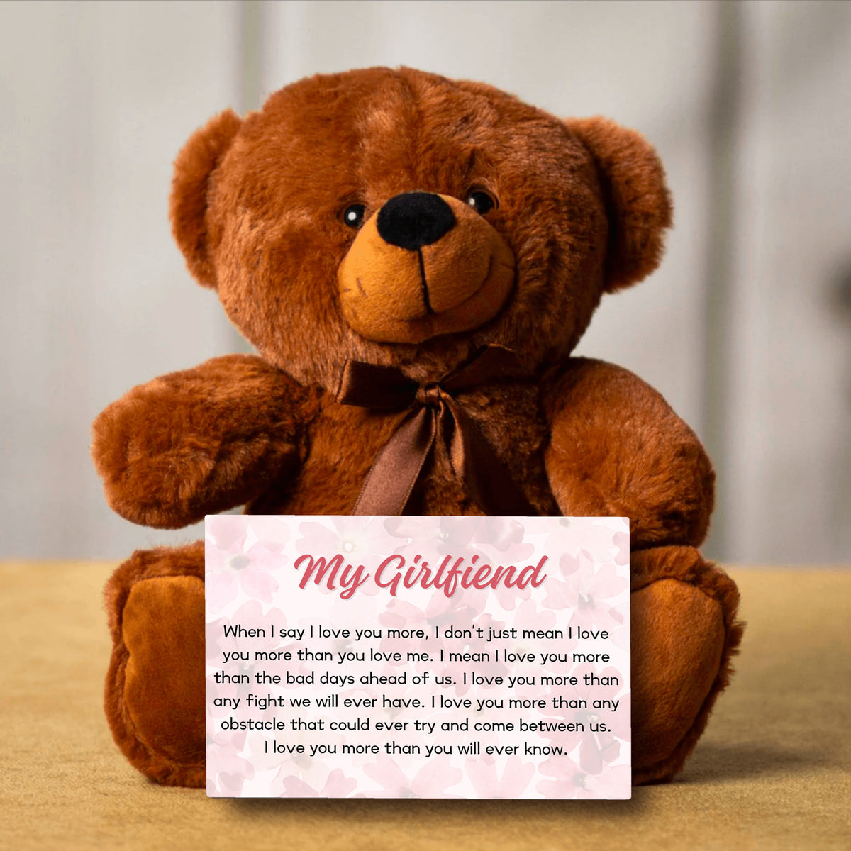 To My Girlfriend Teddy Bear with Canvas Message Card - SS3