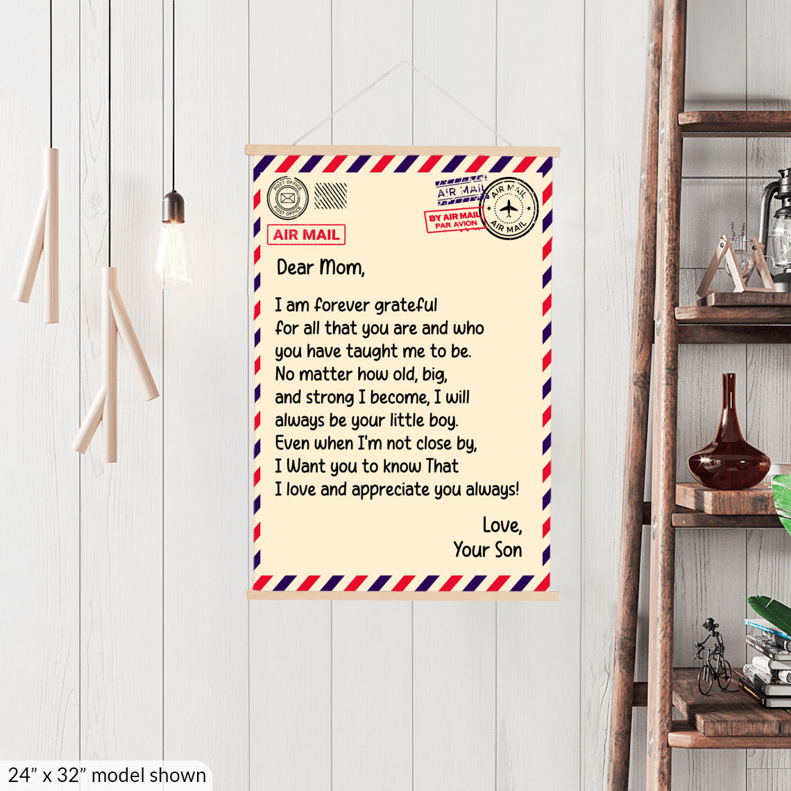 Dear Mom Hanging Canvas - From Son - PRICE INCLUDES FREE SHIPPING