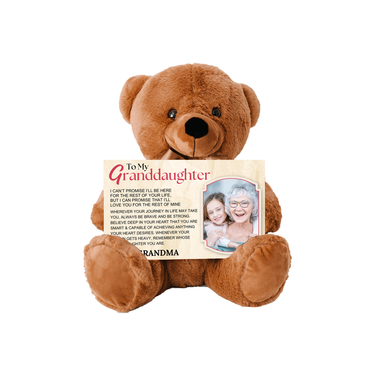 To My Granddaughter Teddy Bear with Canvas Message Card (Photo Upload) - SS15