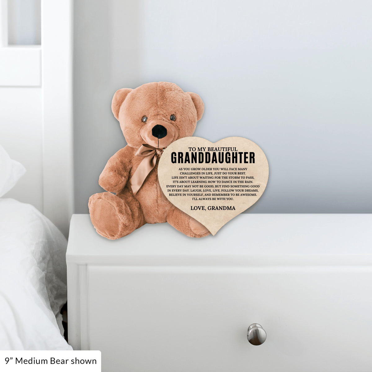 To My Granddaughter - Teddy Bear with Heart Sign - SS2