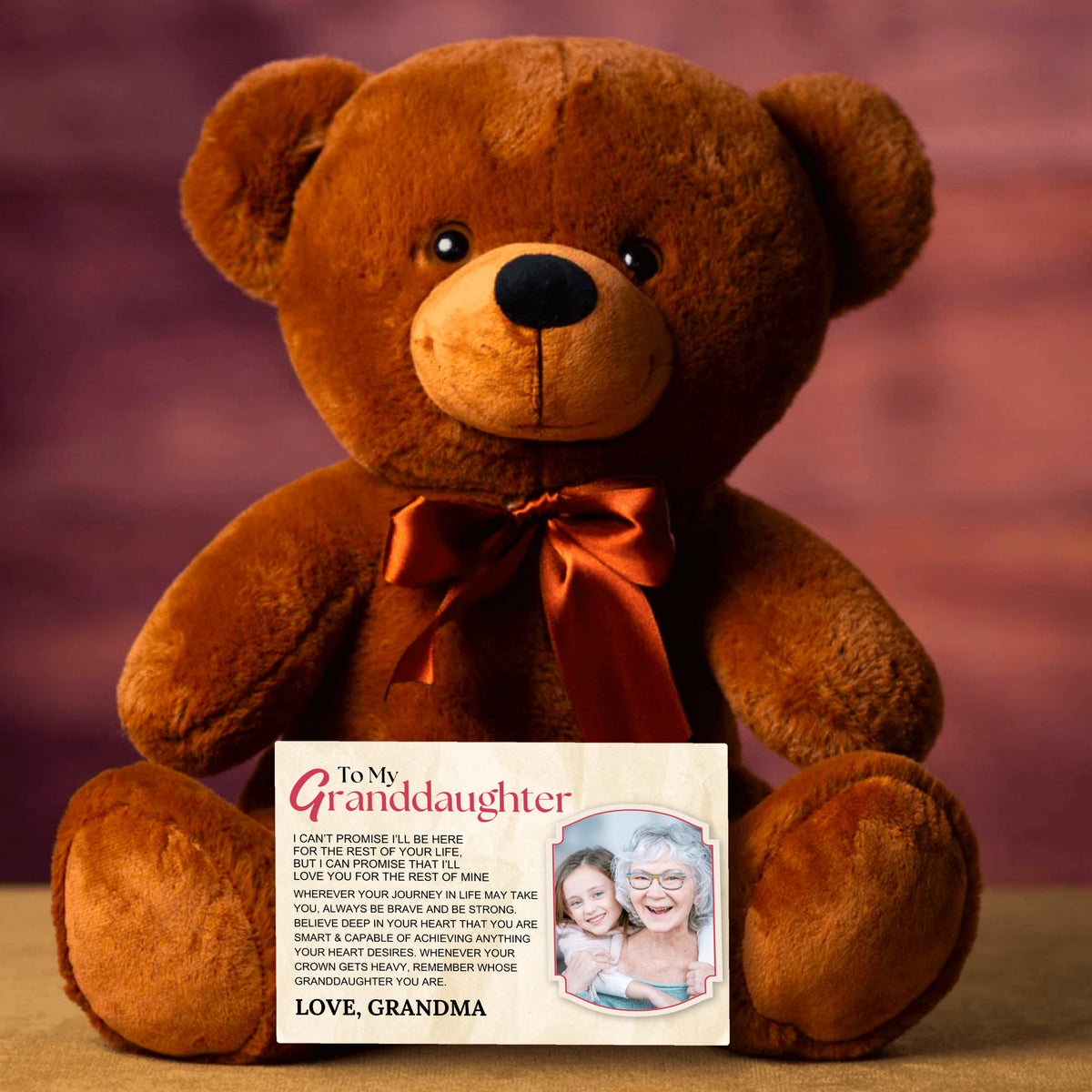 To My Granddaughter Teddy Bear with Canvas Message Card (Photo Upload) - SS16