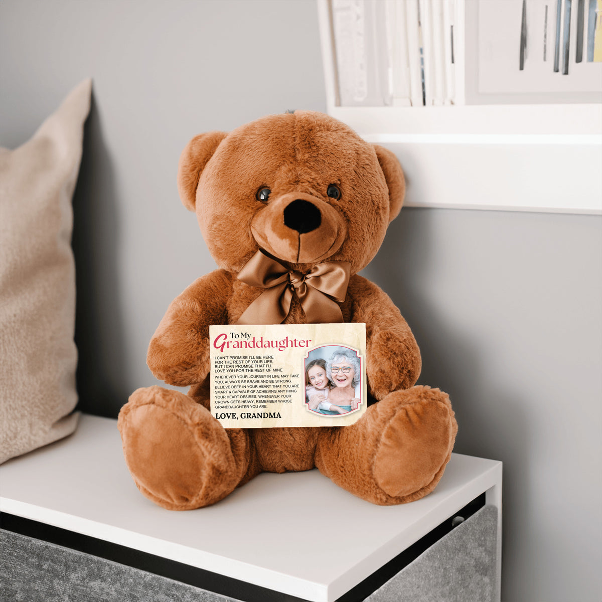 To My Granddaughter Teddy Bear with Canvas Message Card (Photo Upload) - SS16