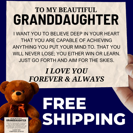 To My Granddaughter 14″ Teddy Bear with Canvas Message Card - SS14