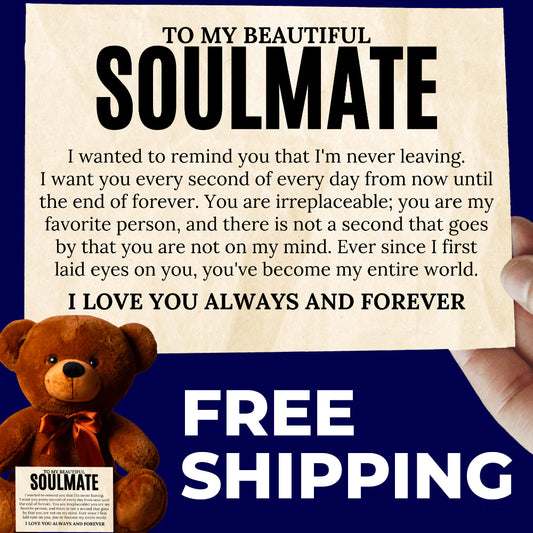 To My Soulmate Teddy Bear with Canvas Message Card - SS10