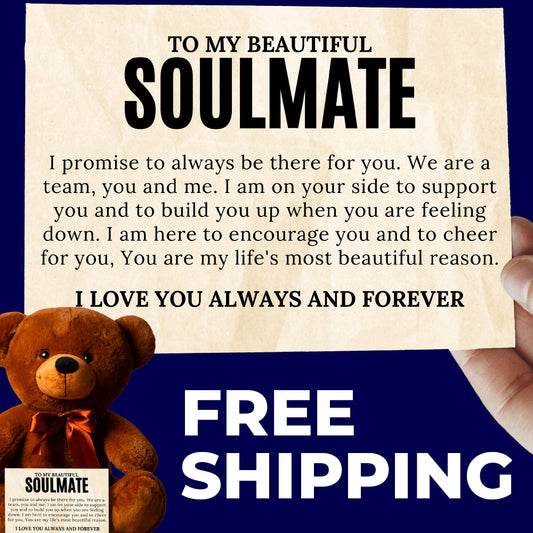 To My Soulmate Teddy Bear with Canvas Message Card - SS12