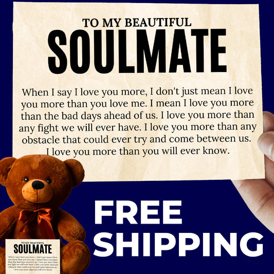 To My Soulmate Teddy Bear with Canvas Message Card - SS13