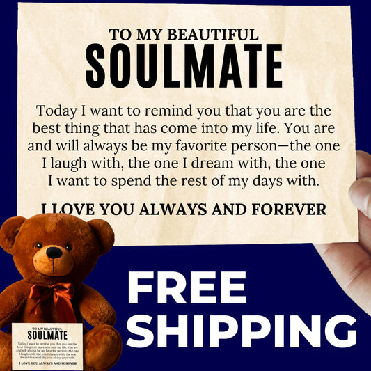 To My Soulmate Teddy Bear with Canvas Message Card - SS14