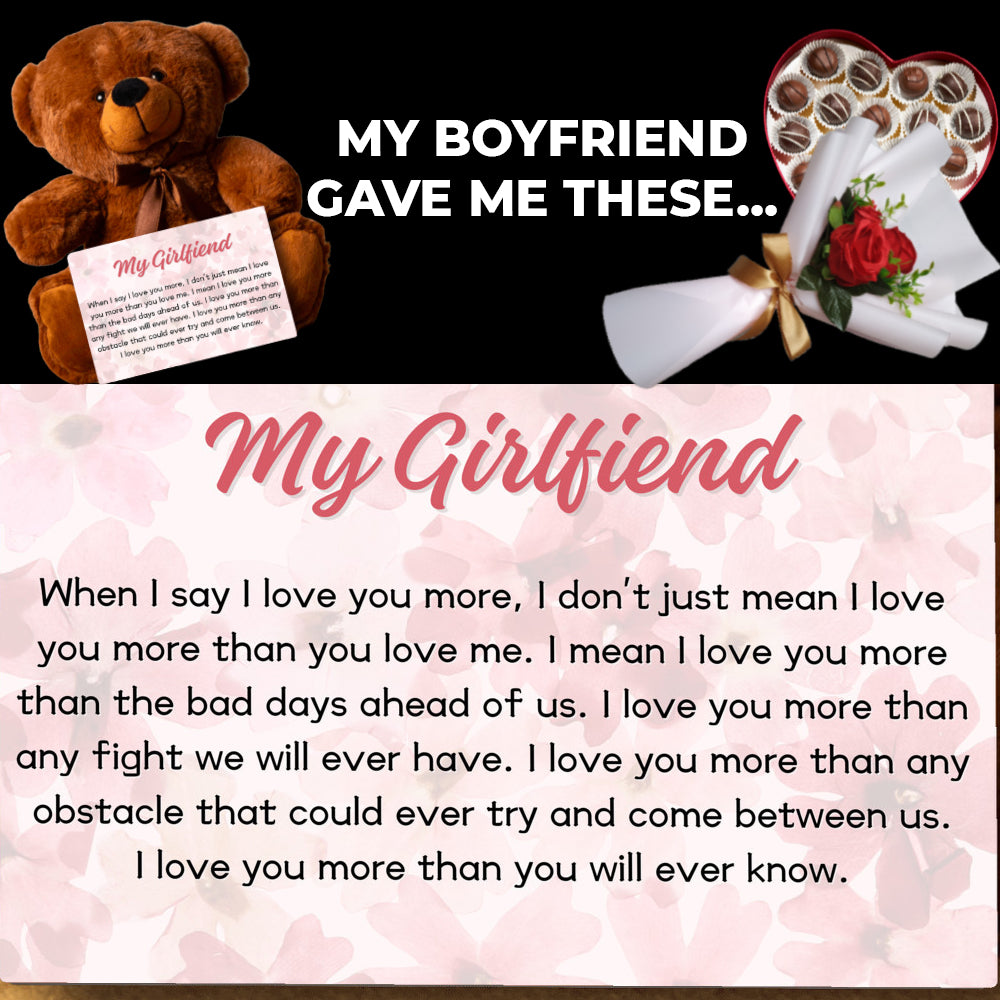 To My Girlfriend Teddy Bear with Canvas Message Card - SS3