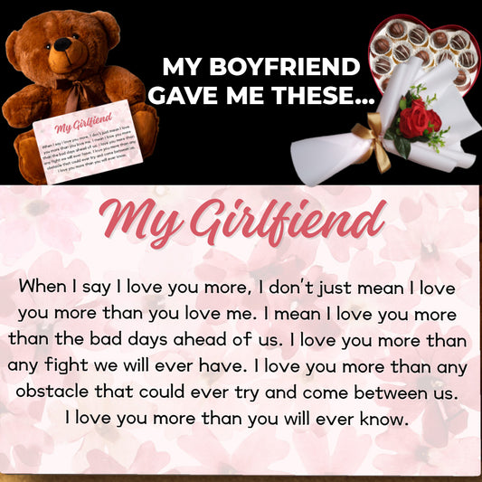 To My Girlfriend Teddy Bear with Canvas Message Card - SS3
