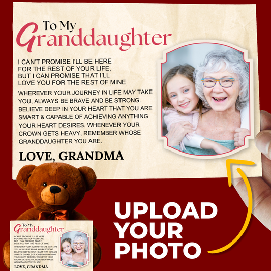 To My Granddaughter Teddy Bear with Canvas Message Card (Photo Upload) - SS15