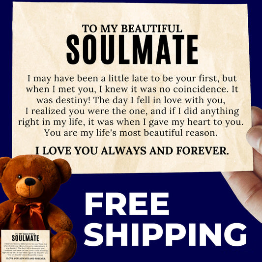 To My Soulmate Teddy Bear with Canvas Message Card - SS6