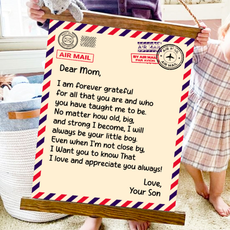 Dear Mom Hanging Canvas - From Son - PRICE INCLUDES FREE SHIPPING