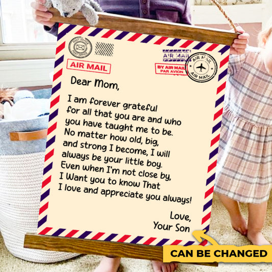 Dear Mom Hanging Canvas - From Son - PRICE INCLUDES FREE SHIPPING