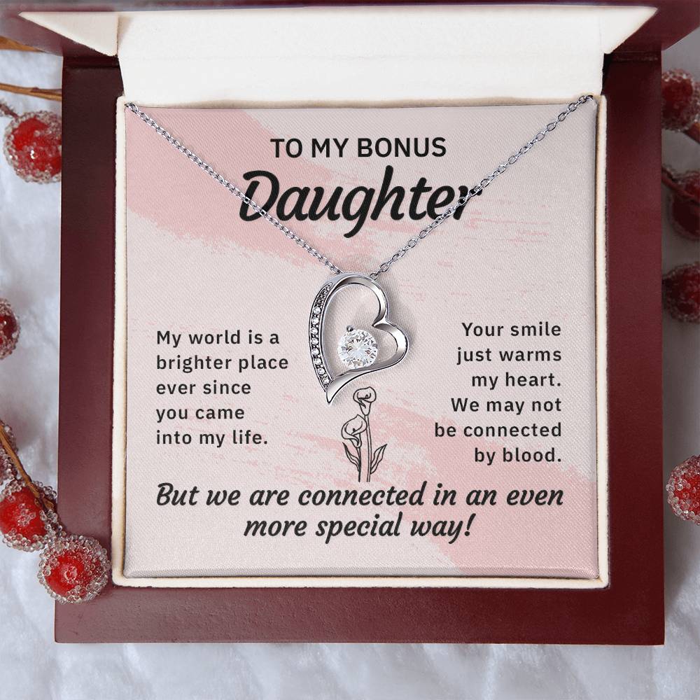 To My Bonus Daughter Forever Love Necklace