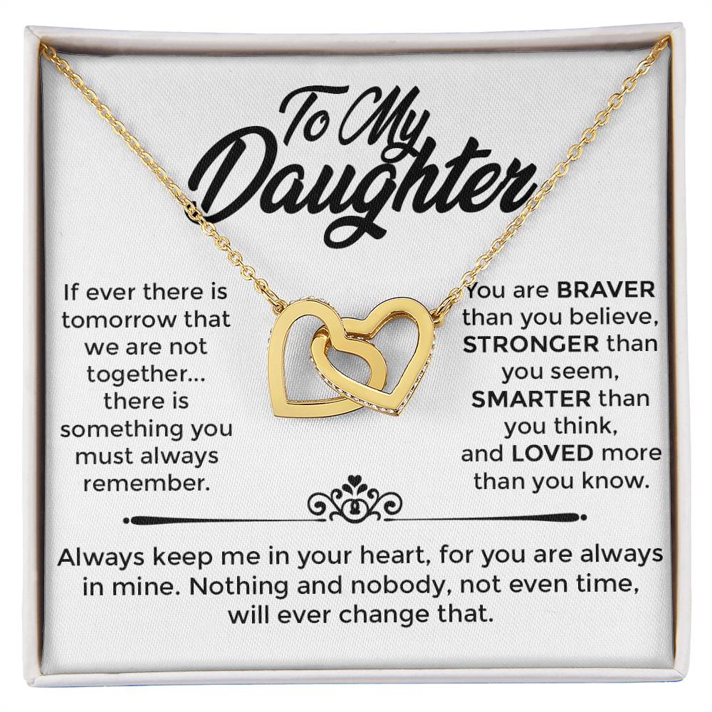 To My Daughter - Interlocked Heart Necklace - Mother's Love