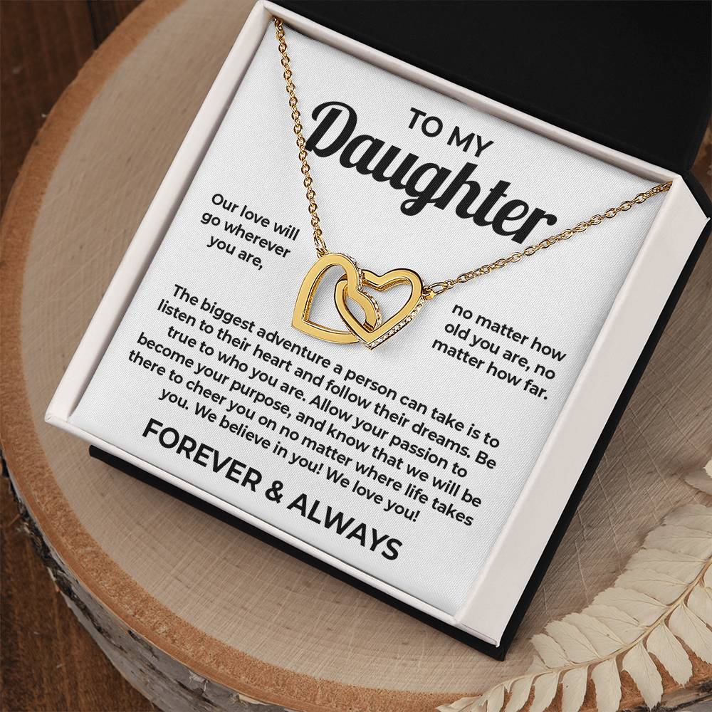 To My Daughter - Interlocked Heart Necklace - Forever &  Always