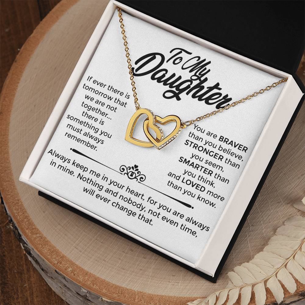 To My Daughter - Interlocked Heart Necklace - Mother's Love
