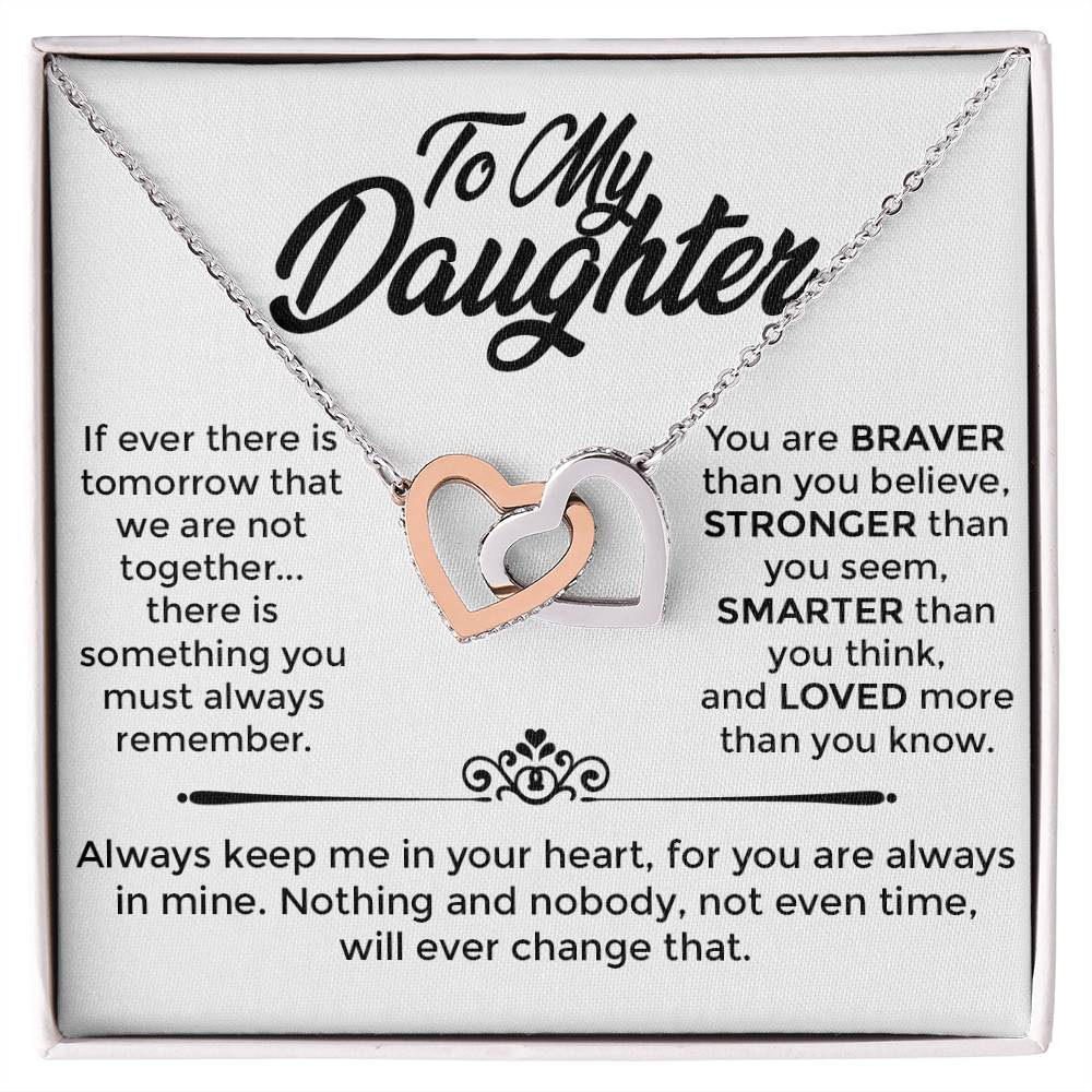 To My Daughter - Interlocked Heart Necklace - Mother's Love