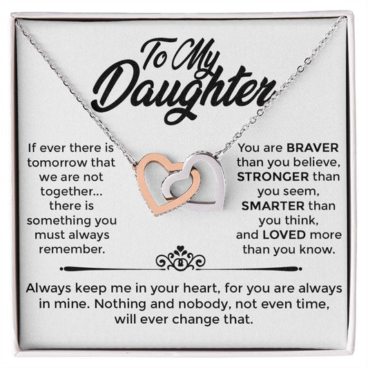 To My Daughter - Interlocked Heart Necklace - Mother's Love