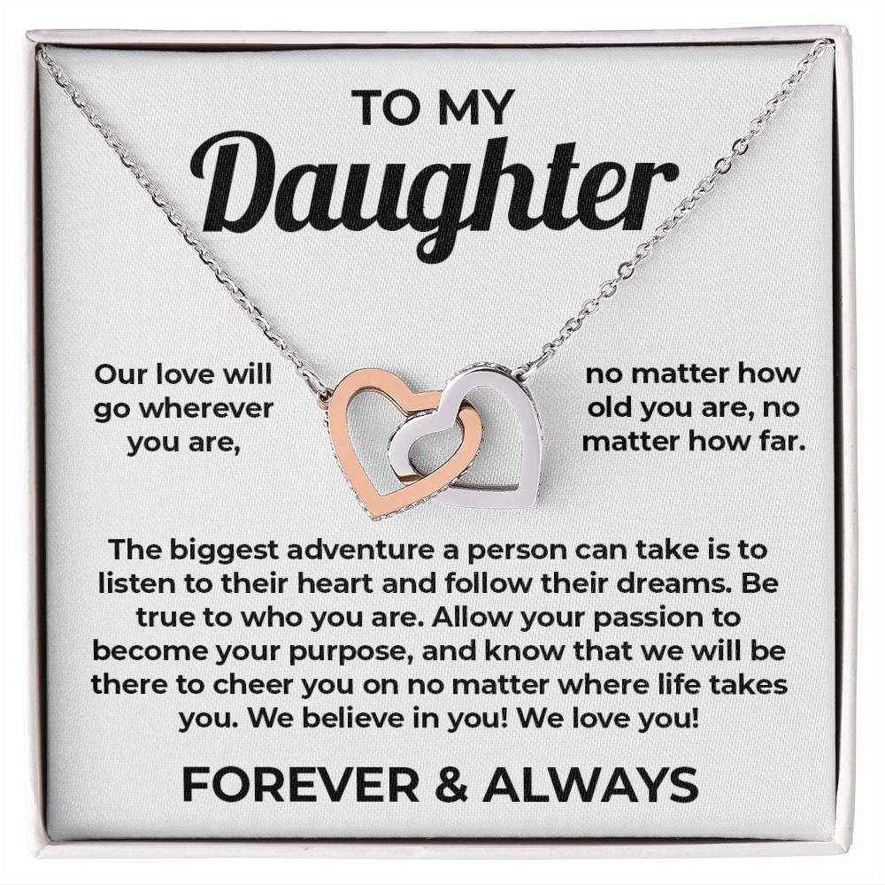 To My Daughter - Interlocked Heart Necklace - Forever &  Always