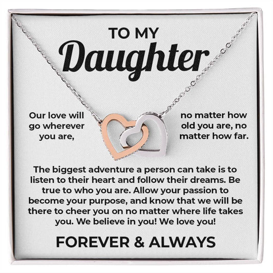 To My Daughter - Interlocked Heart Necklace - Forever &  Always