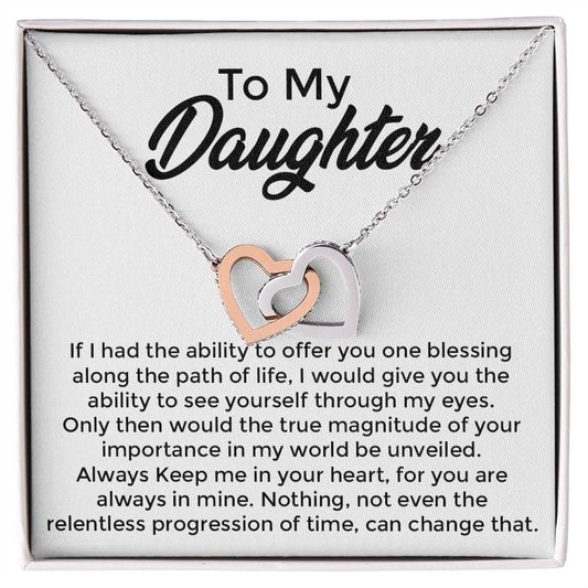 To My Daughter - Interlocked Hearts Necklace