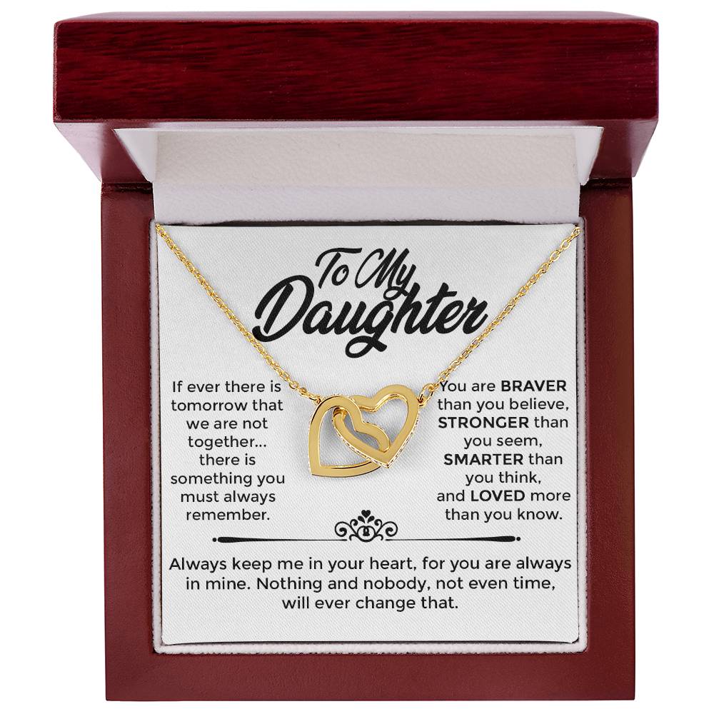 To My Daughter - Interlocked Heart Necklace - Mother's Love